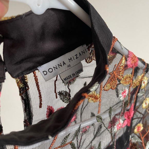 Revolve Donna Mizani Bettie Dress Black Embroidered Floral Mockneck (XSmall) - Picture 9 of 10